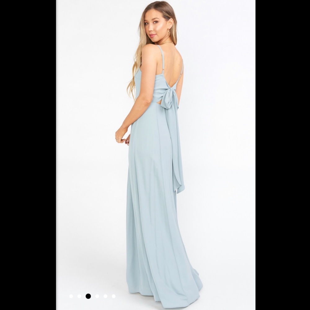 MUMU WEDDINGS Lauren Tie Maxi Dress Silver Sage